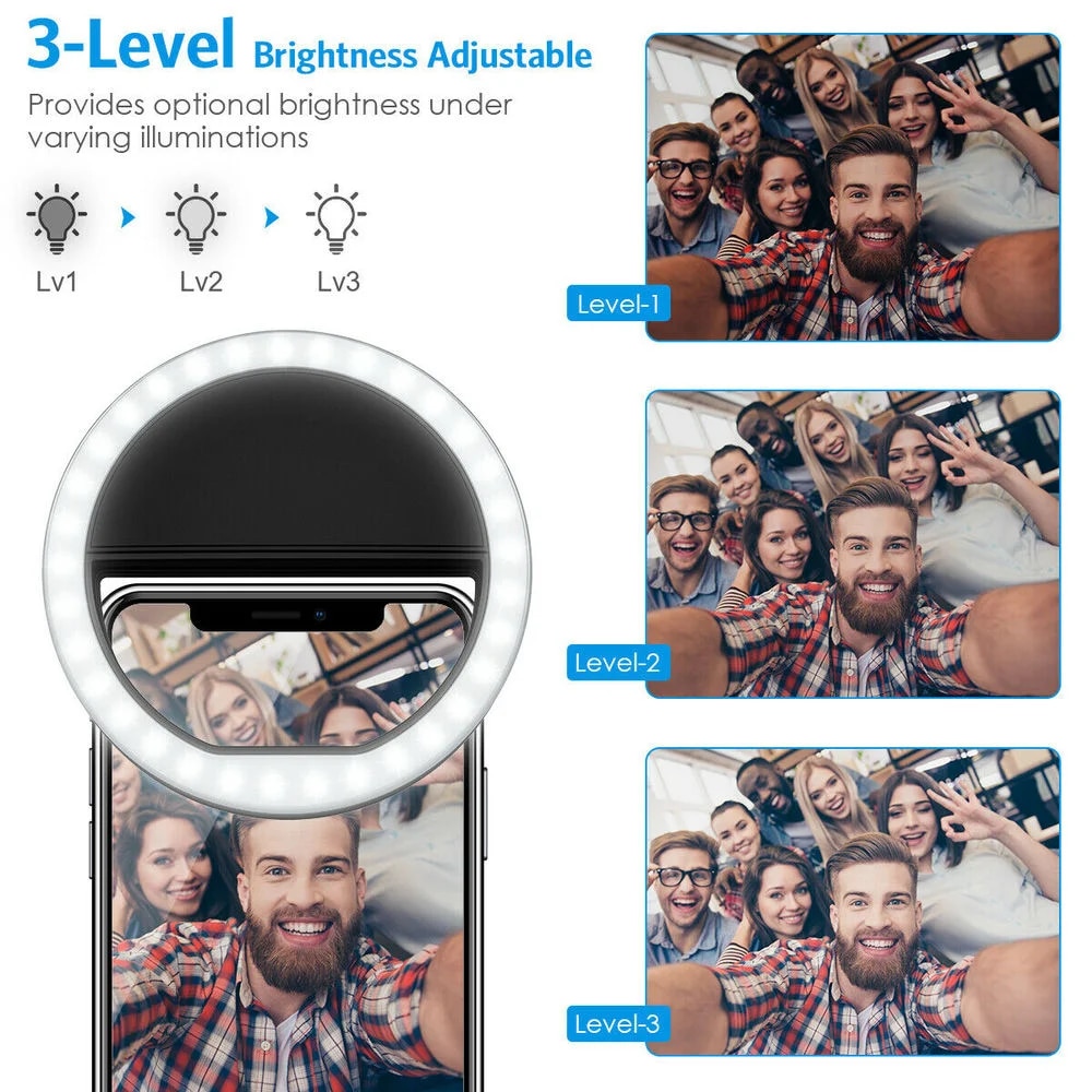 USB Rechargeable LED Selfie Ri - Photography Lighting Tool 评论和价格