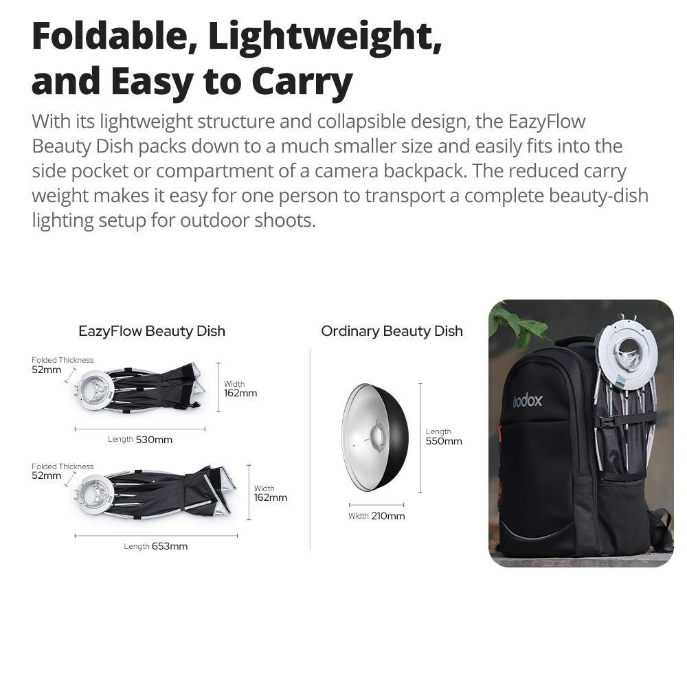 New Godox EazyFlow Beauty Dish - Photography Lighting With Flash 评论和价格